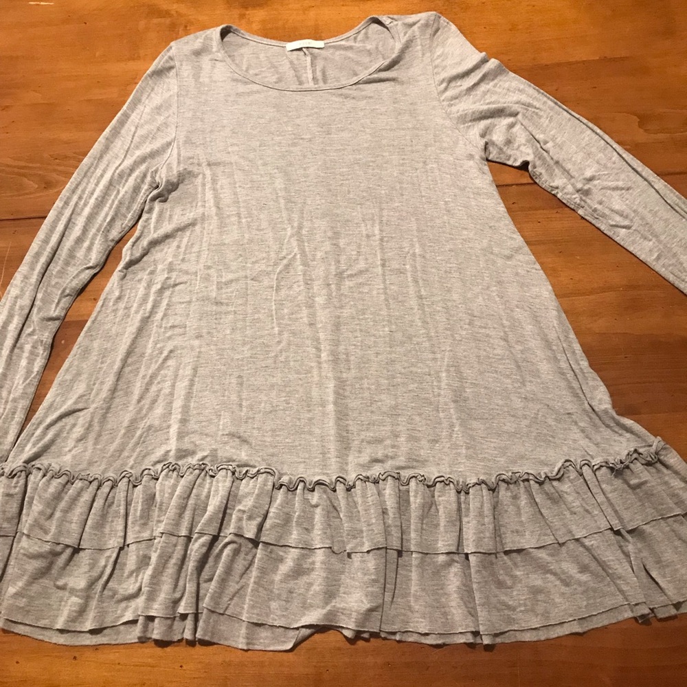 Gray Top with Ruffle